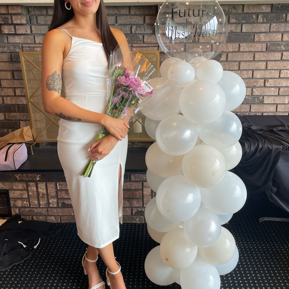 One shoulder long white dress